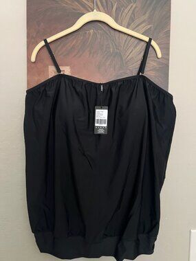 NEW Ocean Blues PLUS SIZE Black Bandeau Blouson Tankini Top Size XXL 16/18